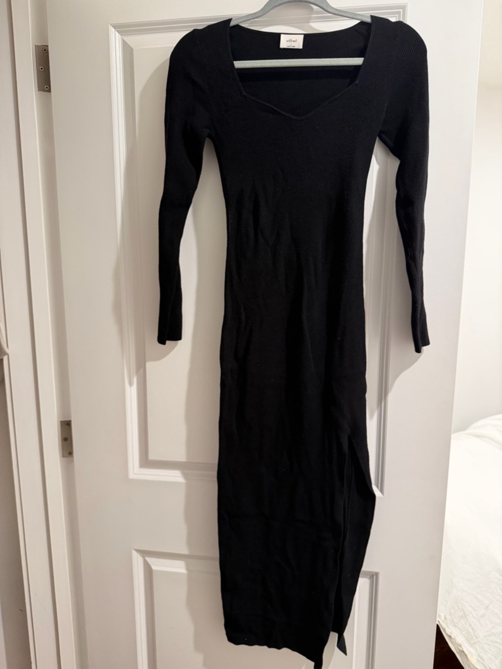 Aritzia Black Long Ribbed Maxi Dress with Scoop Neck